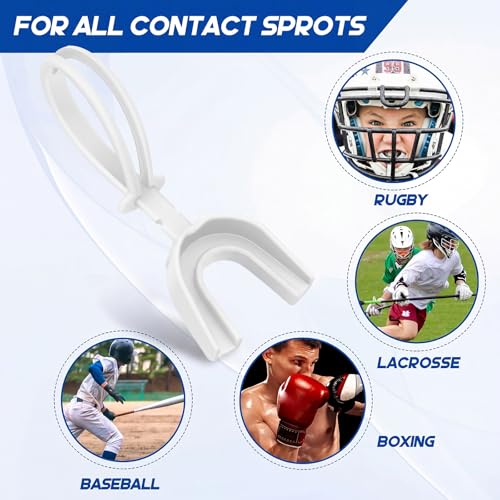 Dunzy 20 Pcs Football Mouth Guards with Strap Bulk Sports Mouthguard Bulk Football Mouthpiece Mouth Protector for Wrestling Boxing Lacrosse Hockey Taekwondo - color: White, size: Youth