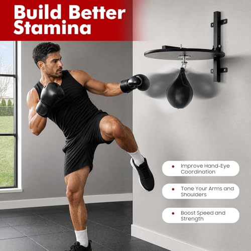 Speed Bag Platform, Speed Bag Stand with Punching Ball, 11.81" Adjustable Height Boxing Training Equipment Ideal for Boxing Speed Reaction Training Home Fitness 23.6" Board