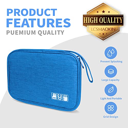 Lcsmaokin Electronics Travel Organizer,Portable Waterproof Electronic Travel Storage Bag for Small Charging Cord Storage,Charger,Small Electronics,SD Card etc,for Travel,Business - Sky Blue - color: A-Sky Blue, size: Single Layer