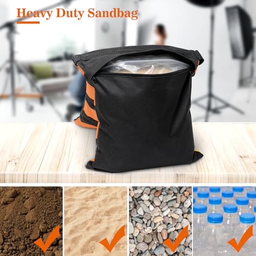 4 Packs Orange Sandbag Weight Bags for Light Stand Photography Video Equipments, Heavy Duty Saddlebags for Backdrop Stand, Photo Tripod, Canopy, Pop up Tent, Umbrella Base, Fishing Chair, Picnic Table - color: Orange