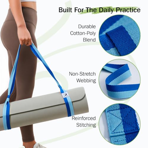 Slim Panda Yoga Mat Straps for Carrying, Adjustable Yoga Mat Carrier Sling Fits All Mats(Mat Not Included) - color: Oasis Blue, size: 72 inches