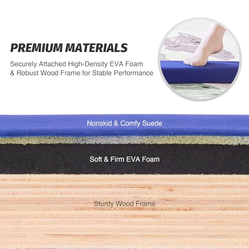 ZELUS 8' Folding Gymnastics Balance Beam, Floor Balance Beam w/Carry Handles Anti-Slip Base for Kids, Beginners & Professional Gymnasts - color: Blue