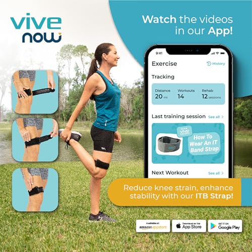 Vive IT Band Strap - Iliotibial Band Compression Wrap - Outside of Knee Pain, Hip, Thigh & ITB Syndrome Support - Neoprene Brace for Running and Exercise - Athletic Stabilizer for Men, Women - style: Single