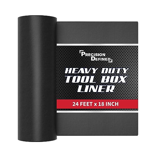 Precision Defined Toolbox Liner Non-Slip Tool Drawer Liner 24ft x 18" Black | Shelf Liner Memory-Foam, Toolbox Liner, Non Slip Tool Box Mat, Washable Tool Box Drawer Liner for Shelf, Cabinet & Workbench - size: 22 ft x 30"