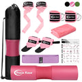 Barbell Pad Set: 10 PCS Gym Equipment Accessories | Squats Hip Thrusts Pad Ankle Straps for Cable Machines Women Men Hip Resistance Band Weight Lifting Straps Wrist Wraps - color: Pink