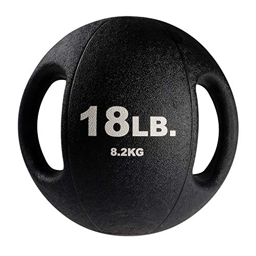 Body-Solid Exercise Medicine Balls, Heavy-Duty Non Slip Rubber Grip with Dual Handles Medicine Ball for Weights Training, Weightlifting & Core Workouts - size: 18 lbs.