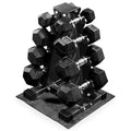 BalanceFrom Rubber Coated Hex Dumbbell Weight Set with Storage Rack, 100LB or 150LB or 200LB Set, 5-20 lbs or 5-25 lbs or 10-30 lbs Pairs - style: 100LB Set with Rack
