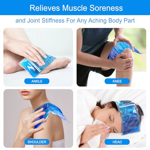 Pallesen Ice Packs for Injuries Reusable – Soft Ice Pack for Injury, Gel Hot & Cold Pack for Pain Relief, Rehab & Flexible Therapy for Knee, Back, Neck, Wrist, Ankle 5-Pack