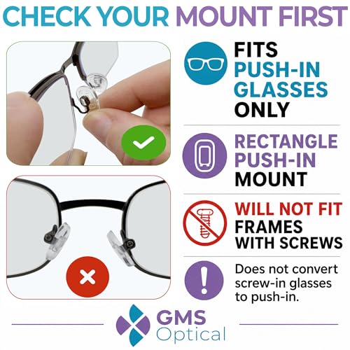 GMS Optical Push in Silicone Nose Pads for Glasses | 11mm Small, 6mm Normal Width | Non Slip Nose Grips, Eyeglass Accessories for Kids & Small Frames, Provides Comfort & Stability (10 Pairs, Clear) - size: (S)11mm - 10 Pairs