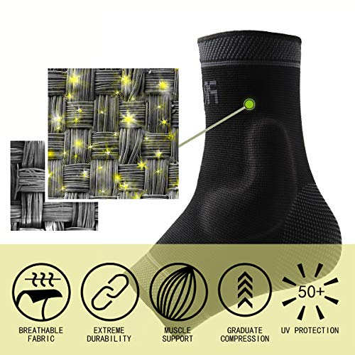 Adjustable Foot Socks, Ankle Brace Compression Support Sleeve with Silicone Gel, Arch Support - Boosts Recovery from Joint Pain, Sprain, Plantar Fasciitis (2pack/Black/L) - size: L