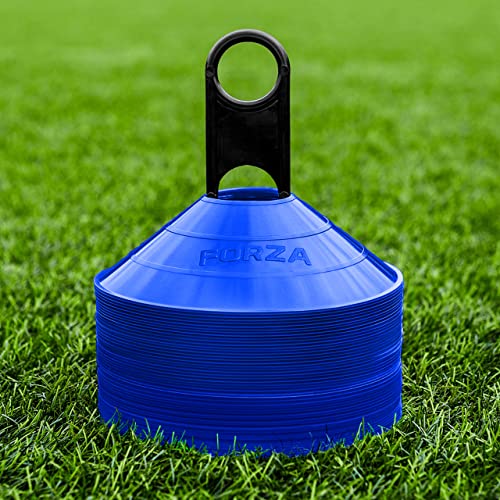 FORZA Multi-Sport Training Marker Cones | Pack of 50 or 1000 Soccer Cones in 8 Vibrant Colors - Durable Construction, Portability and Convenient Storage with Holder - color: Electric Blue, size: Pack of 50