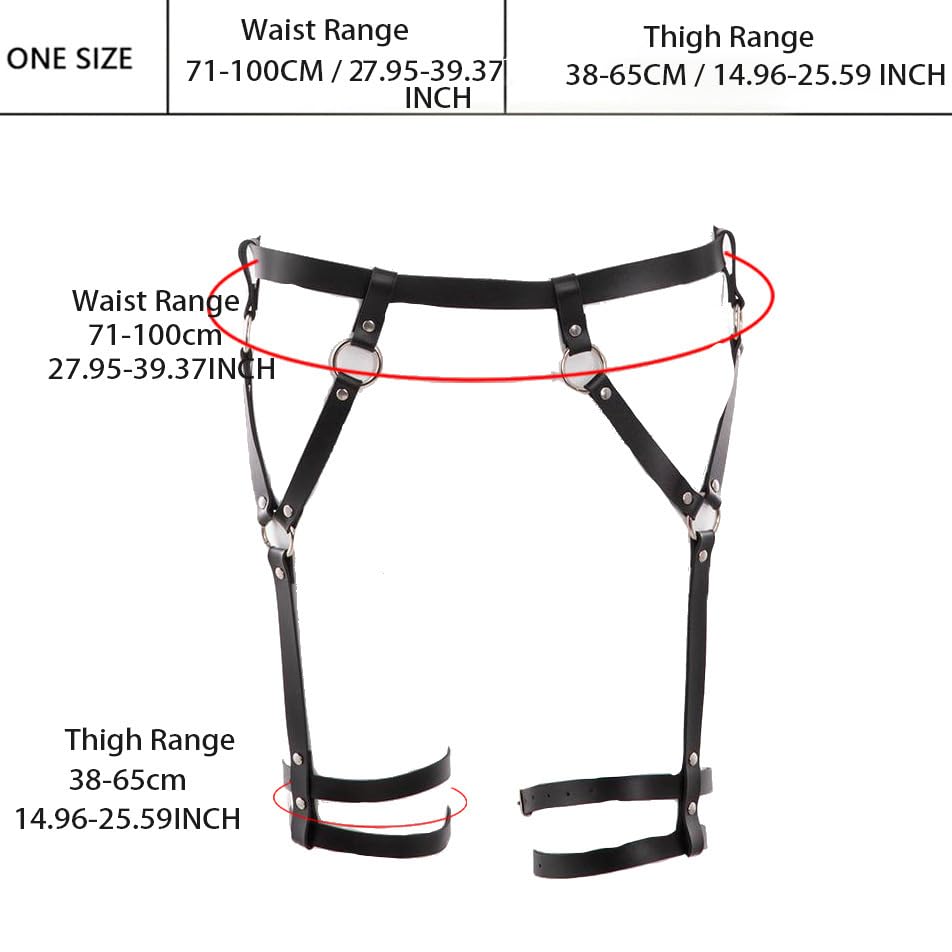 Women's garter belt Leather Thigh harness Punk Leg Belts lingerie Bar Carnival Party Cosplay outfits Accessories - color: Black2