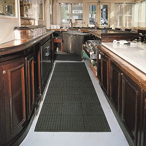 NoTrax 543S0023BL 543 Cushion-Tred 2' x 3' Black Safety Anti-Fatigue Drainage Mat - size: 7/8 inches x 2 feet x 3 feet