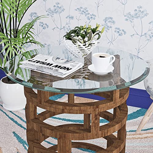 24" Round 3/8" Inch Thick Tempered Glass Table Top - Beveled Edge Clear - size: 24 INCH, style: 3/8"thick - Beveled
