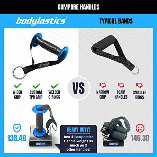 Bodylastics Patented Basic Series Resistance Band Set - Resistance Bands with Snap Reduction Tech, 2 Handles, 2 Ankle Straps, 1 Door Anchor & 1 Carry Bag - color: PRO 3-400LBS Set Assorted