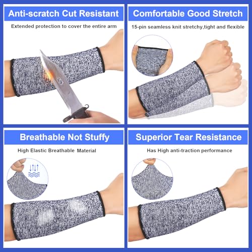 Sintege 3 Pairs Arm Protectors for Thin Skin and Bruising Cut Resistant Forearm Sleeve Level 5 Arm Burn Protection Sleeve (Light Blue, Dark Blue, Black,7.9 Inch) - color: Light Blue, Dark Blue, Black, size: 7.9 Inch