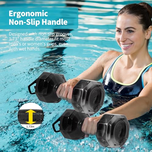 Water Weights for Pool Exercise Set of 2, Aquatic Exercise Dumbbells with Non-slip Handle, PE Materials Water Dumbbell Aerobics for Water Aerobics Weight Loss - color: Black