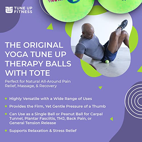 YOGA TUNE UP® Therapy Balls in Tote by Tune Up Fitness - Massage Balls for Trigger Point, Pressure Point & Myofascial Release - Use as Single or Peanut Ball for Pain Relief & Relaxation (Apple Green) - color: ['Apple Green'], size: ['2.5 Inch (Pack of 1)'