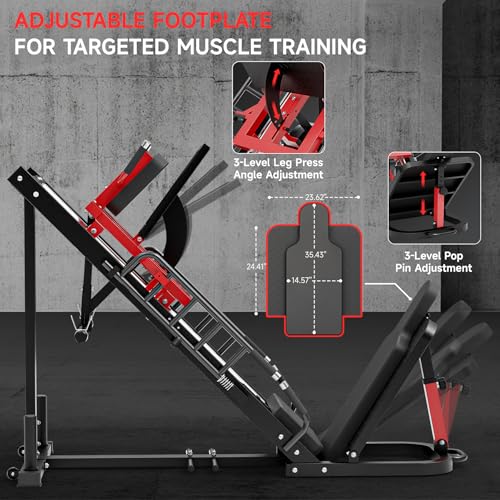 Leg Press Hack Squat Machine Combo, 45° Leg Exercise Machine ,Lower Body Special with Weight Storage for Quads, Hamstring, Glutes, Calves, Compact Home Gym Leg Day Equipment - style: Leg Machines