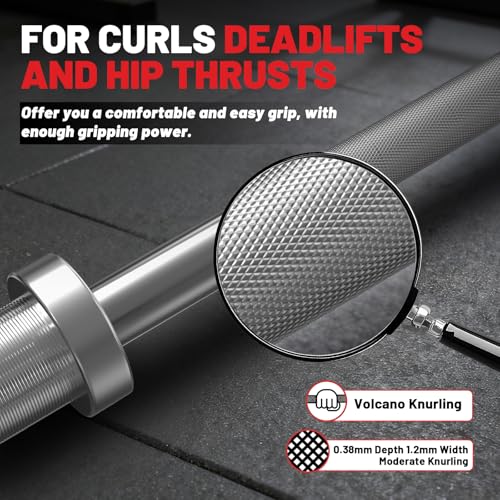 PAPABABE Olympic Barbell, 4ft/5ft/6ft/6.5ft Straight Barbell Womens Olympic Barbell for Strength Training and Technique Adjusting, 2 inch Olympic Bar with Moderate Knurling For Bench Press, Squats Curls Deadlifts Weightlifting - color: 4ft Straight Bar Si