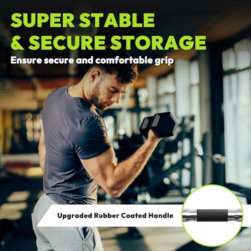 HANDBODE Hex Dumbbell Set with Vertical Storage Rack, 100–550 lb | Non-Slip Handle Design for Secure Grip, Rubber Encased Dumbbells, Hand Weights for Strength Training and Home Gym - style: 150 lb (5, 10, 15, 20, 25 lb) X 2 & Rack