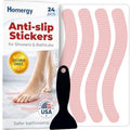Anti-Slip Shower Stickers - Help Reduce Slipping in Bathtub & Shower, Pink Non-Slip Bath Strips, Strong Adhesive Bathtub Appliques Suitable for Homes with Kids, Adults & Seniors - 24 Pcs - Homergy - color: Rose Pink