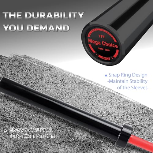 7FT Barbell Bar for Weightlifting & Power Lifting, Strength Training Bar Fits 2" Plates, 700lbs/1500lbs/500lbs Capacity, Bar for Home Gym, Squats, Curls, Snatch Clean Jerk - color: Red