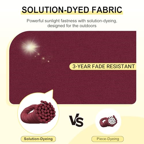 downluxe Outdoor Bench Cushion Waterproof, 48 x 18 Inch Patio Furniture Cushions with Adjustable Ties & Portable Handle, Porch Swing Cushions, Bench Cushions for Outdoor Furniture, Burgundy - color: Burgundy, size: 48x18x3 Inch