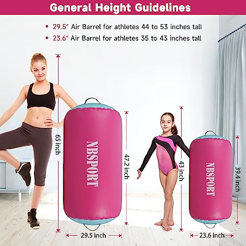 Air Barrel - Air Roller Gymnastics Barrel for Back Handspring Trainer, Air Tumble Mat with Pump for Gym Training/Yoga Balance Exercise/Cheerleading/Home and Outdoor Use - color: Pink+Green, size: 47.2x29.5inch
