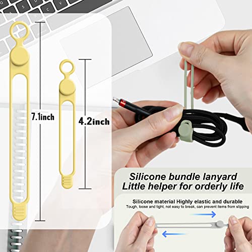 Silicone Cable Ties Cord Organizer for Cable Management, 20PCS 4.2" and 7.1" Reusable Cable Organizer Electronic Accessories for Home, Office, Kitchen, School, Travel (5 Colors) - color: Multicolor a, size: 4.2 Inch+7.1 Inch