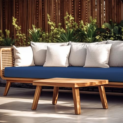 Sundale Outdoor Olefin Bench Cushion， Water-Resistant Patio Couch Cushion, Loveseat Sofa Pad with Straps Dark Blue, 48 x 18 x 4 Inches - color: Dark Blue, size: 48 X 18 X 4 Inch