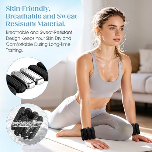 Wrist Weights for Women & Men, 2lb Silicone Wrist Ankle Weights for Pilates, Yoga, Running and Strength Training Comfortable Weighted Bracelet Arm Leg Weights for Fitness, Walking, Gym - color: Black