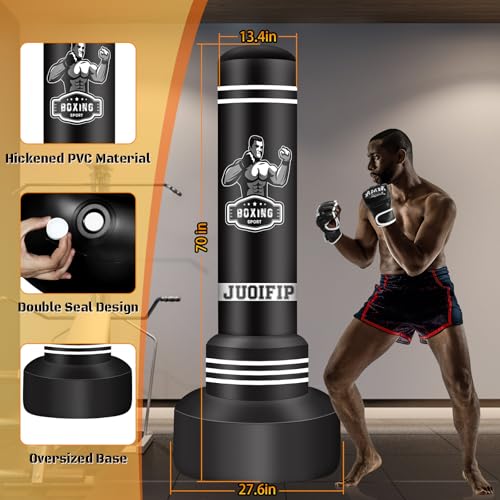 Freestanding Punching Bag for Adults, 70'' Boxing Bag with Stand Kicking Bag Heavy Bag with Boxing Gloves and Electric Air Pump, Women Men Kickboxing Bags for Beginners Training MMA Muay Thai Fitness
