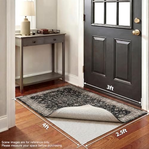 Veken Runner Rug Pad Gripper for Hardwood Floors, Non Slip Rug Pads for Area Rugs, Thick Rug Grippers for Tile Floors, Under Carpet Anti Skid Mat, Keep Your Rugs Safe and in Place, 2.5x4 Ft - size: 2'6" x 4' (Rectangular), style: White