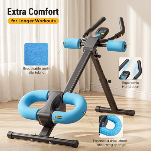 NEWBULIG Ab Machine, Abs Workout Equipment for Home Gym, Adjustable Ab Trainer Machine for Stomach Workout, Foldable Abdominal Trainer - color: Black Blue
