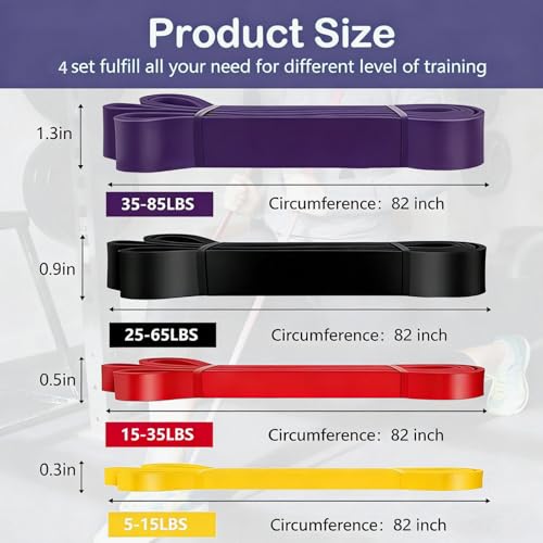 Pull Up Bands, Resistance Bands, Exercise Bands for Full-Body Training, Pull Up Assistance Bands Set for Men & Women, Fitness, Physical Therapy, Stretch Workout Bands at Home, Gym - color: yellow