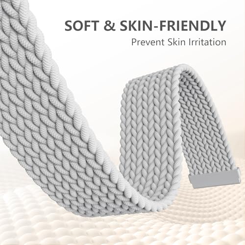Maledan Stretchy Bands Compatible for Fitbit Versa 2 and Fitbit Versa Women Men, Waterproof Braided Bracelet Replacement Bands for Fitbit Versa & Fitbit Versa 2 Straps Wristbands Accessories, Gray - color: White Gray