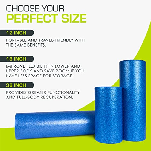 ProsourceFit High Density Foam Rollers 36 - inches long,Firm Full Body Athletic Massage Tool for Back Stretching, Yoga, Pilates, Post Workout Muscle Recuperation, Blue - color: Blue, size: 36"H x 6"D