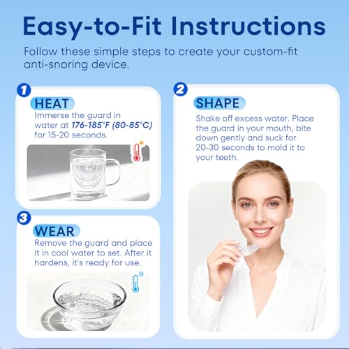 Anti Grinding Guard: Mouth Guard for Grinding Teeth at Night for Sleeping -Personalized Fit Night Guards - Food-Grade Eva Foam (Sky Transparent)