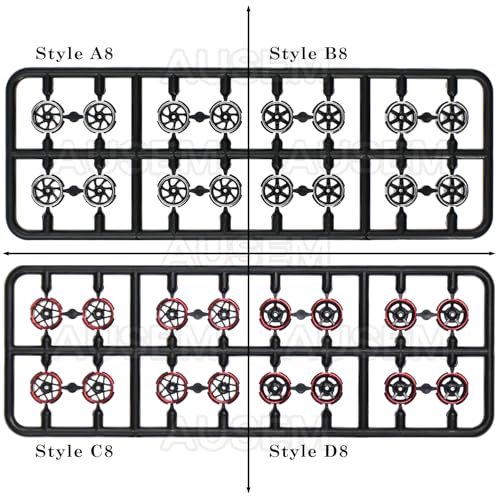1/64-wheels AB Plate 1/64-Scale-Wheel-tires Set Compatible with Major Brand Toy-Car-Wheels Including Black with Red Edging Wheels Black with White Edging Wheels 1: 64-Hollow-Shaft 1/64 Rubber-Tires