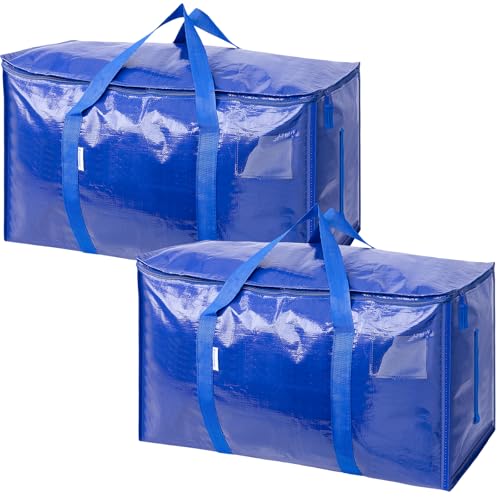 TICONN 2 Pack Extra Large Moving Bags with Zippers & Carrying Handles, Heavy-Duty Storage Tote Moving Boxes for Space Saving (2 PK, 30 Gallon) - color: Blue-30 Gallon, size: 2 Pack