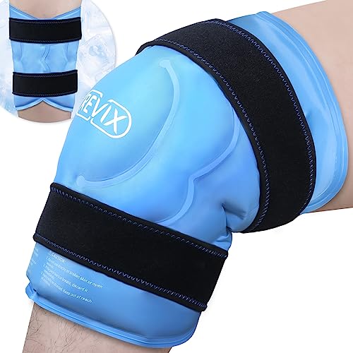 REVIX 20‘’ XXXL Knee Ice Pack Wrap Around Entire Knee, Extra Large Ice Pack for Knee Meniscus Tear and Arthritis, Cold Compress Therapy, Reusable Ice Wraps for Back, Shoulder, Post-Workout Recovery - style: Blue-1 Pack