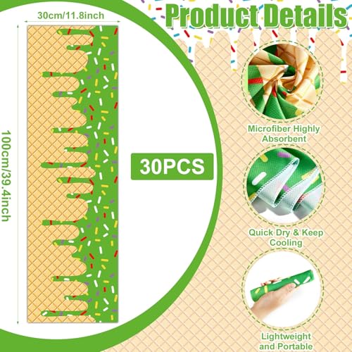 30Pcs Ice Cream Drip Baseball Cooling Towels 40 x 12 Inch Baseball Drip Ice Towel Microfiber Breathable Chilly Sport Rags Absorbent Sweat Washcloth Sport Team Gifts for Athletes Coach Gym Party Favors - style: Ice Cream Drip Baseball