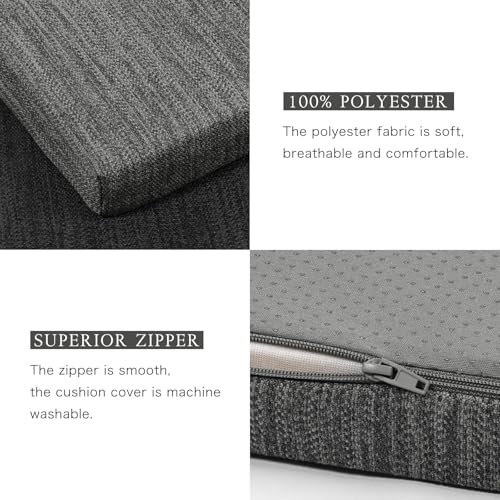 baibu 36 Inch Classic Solid Color Bench Cushion with Ties, Non-Slip Indoor Outdoor Rectangle Bench Seat Cushion Standard Size Foam Pad with Machine Washable Cover (Grey, 36x15x1.5in) - color: Grey, size: 36x15x1.5 Inch (Pack of 1)