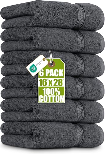 Utopia Towels 6 Pack Premium Hand Towels Set, 16 by 28 inches, 100% Ring Spun Cotton, Ultra Soft and Highly Absorbent 600GSM Towels for Bathroom, Gym, Shower, Hotel, and Spa, Grey - color: Grey, size: 6 Hand Towels