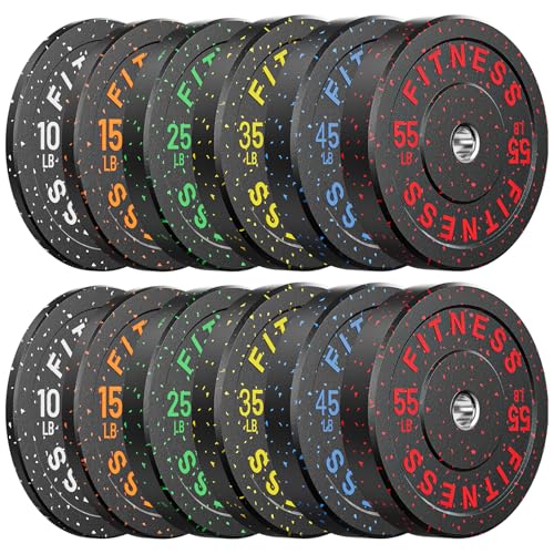 2" Bumper Plates Set Olympic Weight Plates for Barbell Strength Training | Papababe 2Inch Weights Plates Set, Floor Protective Plates, 20-600lbs Rubber Bumper Plates for Weightlifting, Bench Press - size: 370 LB SET (PAIR OF 10, 15, 25, 35, 45, 55 LB), st