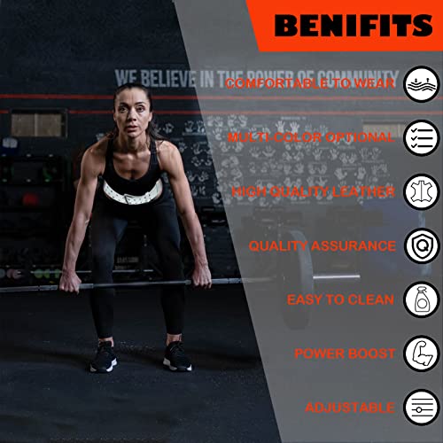 9mm Leather Fitness Weight Lifting Belt for Women&Men with 4 Inches Padded Lumbar Support for Power Lifting Workout & Squats Exercise - color: White, size: Small