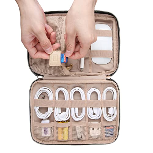 BAGSMART Electronics Organizer Travel Case, Travel Cable Organizer Bag for Travel Essentials & Accessories for Women, Cord Organizer for Phone, SD Card, Grey - color: G-Grey