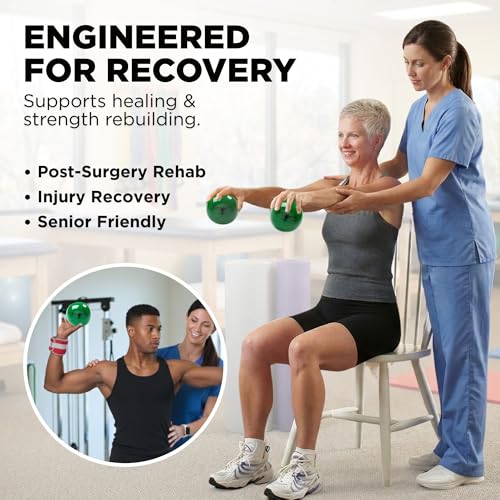 THERABAND Soft Weight 4.4 Lb, 4.5" Ball-Shaped Isotonic Exercise Balls for Physical Therapy, Weighted Ball Set for Pilates, Shoulder Strength & Rehab, Color-Coded, Portable & Easy to Grip - color: Green