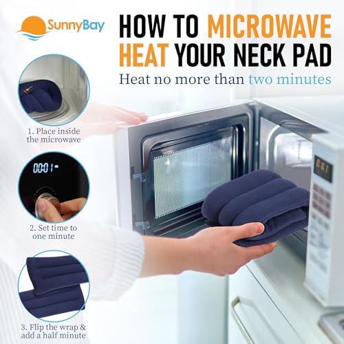SunnyBay Lavender Microwave Heating Pad, Microwavable Neck Wrap & Heat Pack for Moist Hot Therapy, Heated Neck Warmer for Neck, Shoulder & Back Pain Relief, Flaxseed Filling, 26x6, Navy Blue - color: 6x26 Scented - Navy Blue